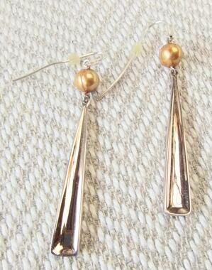 Robert Lee Morris NEW RLM Studios Modernist Sterling Pearl Drop Dangle Earrings